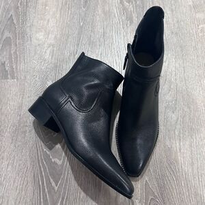 New Cole Haan Women's Pointed Toe Block Heel Booties - Black Leather Size 9